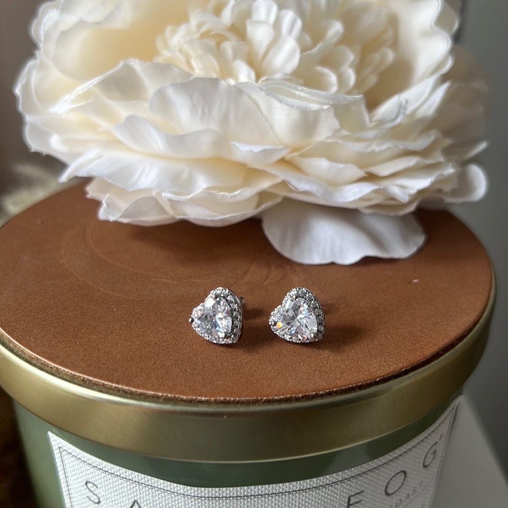 Sterling silver plated gem Romance heart earrings
